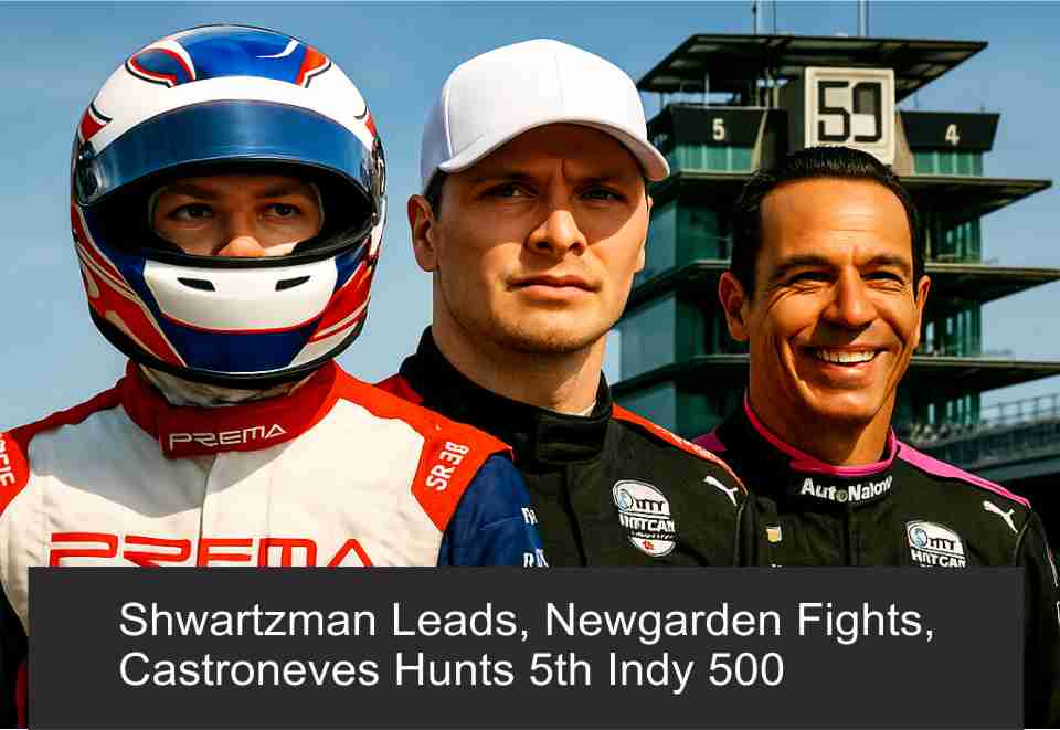 Indy 500,shwartzman,leads,newgarden,fights