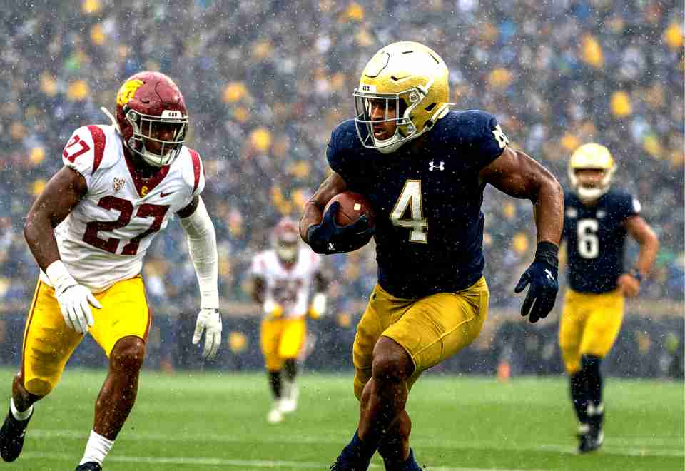 Notre Dame Crushes USC 34-24 in Rainy Showdown 2 Notre Dame Crushes USC 34 24 in Rainy Showdown